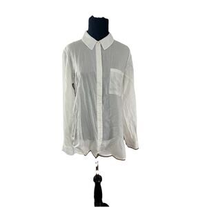 Treasure & Bond Womens white button up long sleeve shirt size M